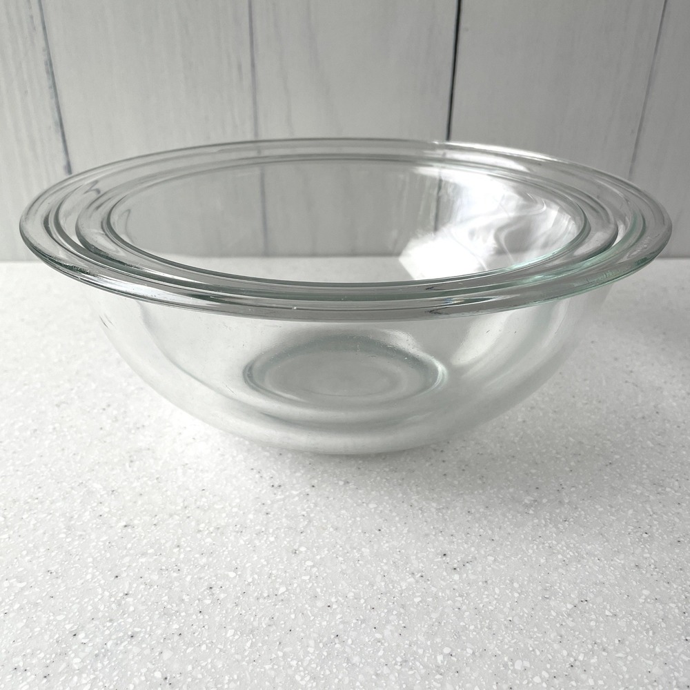 Vintage PYREX Clear Glass Nesting Mixing Bowls Set of 2 Models 325 323 USA Made